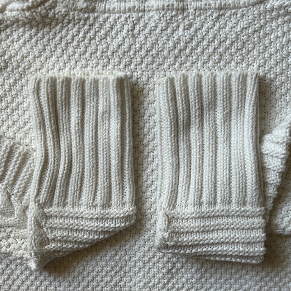 Elegant Rachel Ashwell Cozy Cotton Cream Cable Knit Turtleneck Sweater - Picture 5 of 13